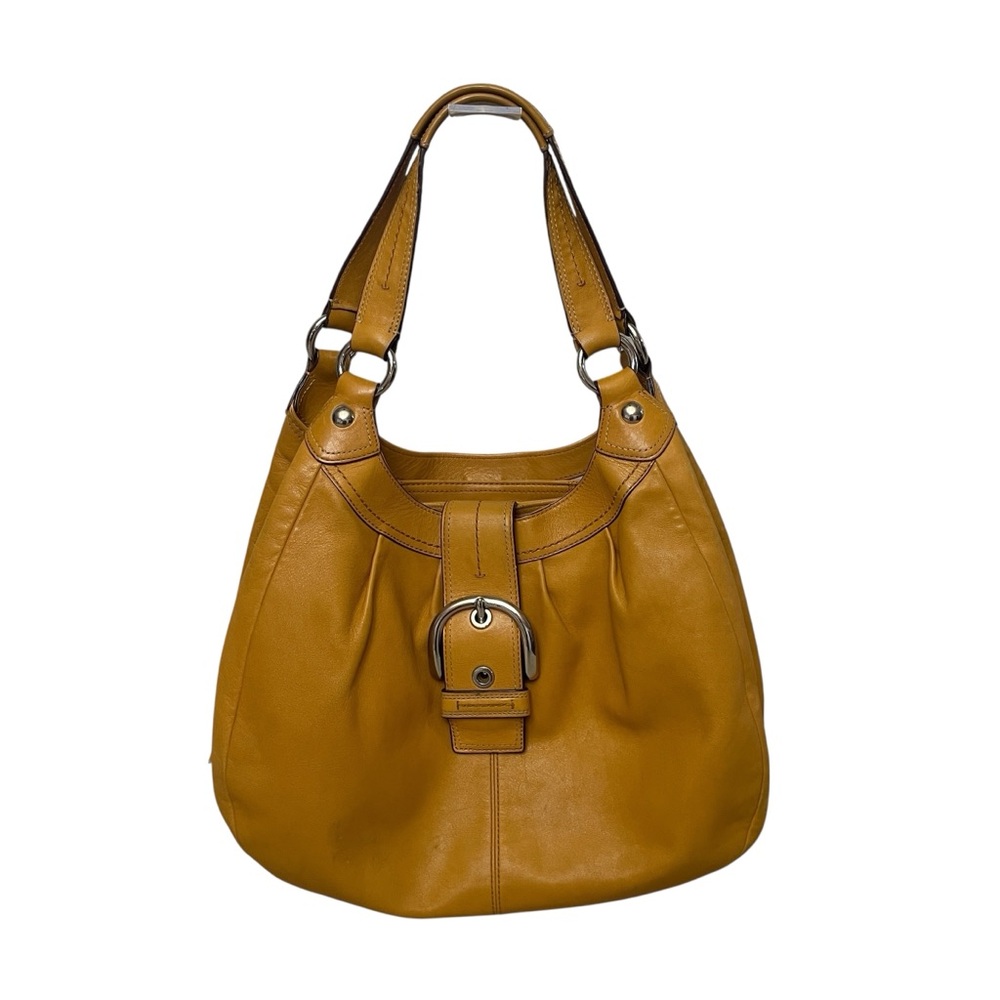 Coach Soho Lynn Y2K 2000s Mustard Yellow Silver Hardware Hobo Shoulder Bag Purse